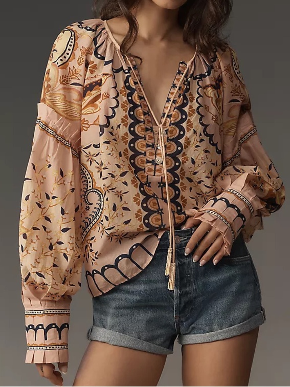 Farm Rio Jaipur Long-Sleeve Blouse
